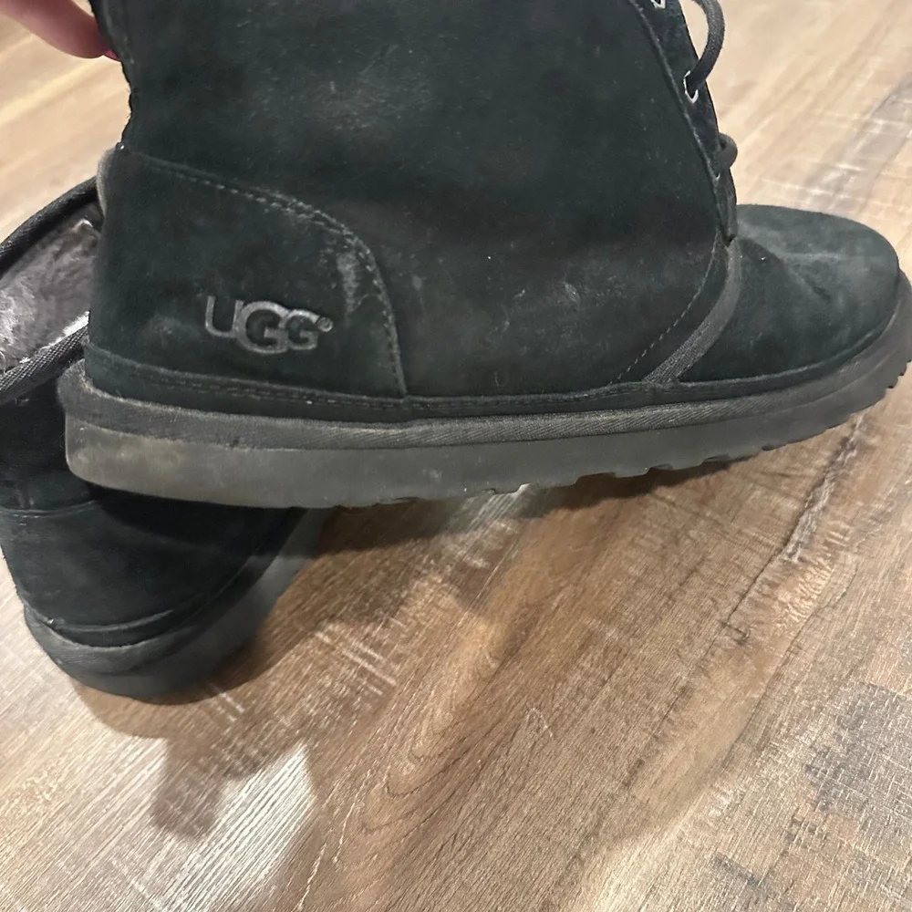 UGG Neumel Men 14 Black Suede Chukka Boots Shearling Lined Ankle Shoes 3236